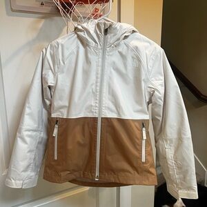 The North Face White and Brown Hooded Jacket